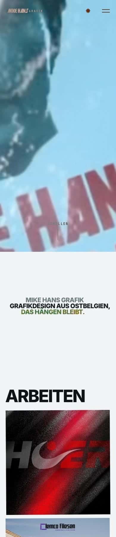 Mike Hans Grafik, le début du site sur téléphone