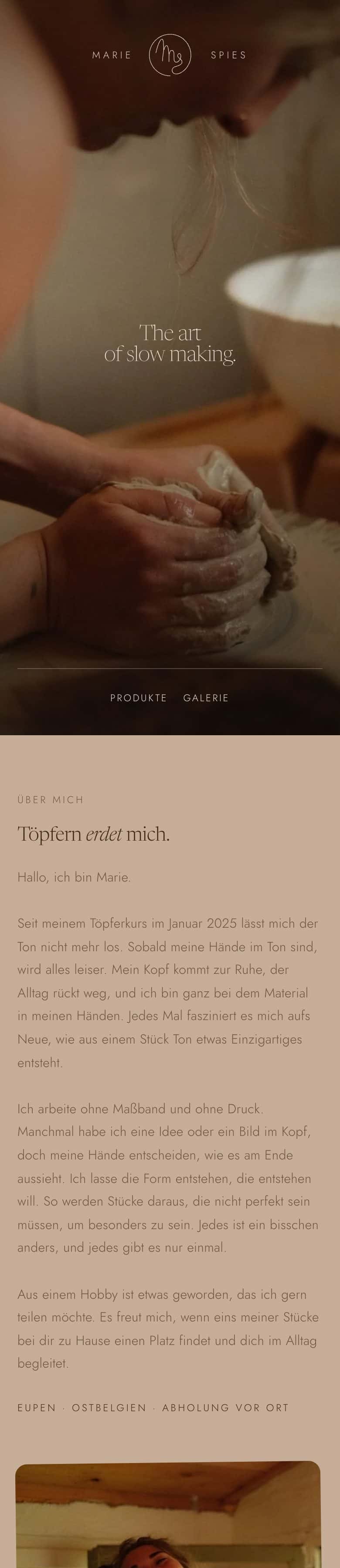 Marie Ceramics, le site sur téléphone