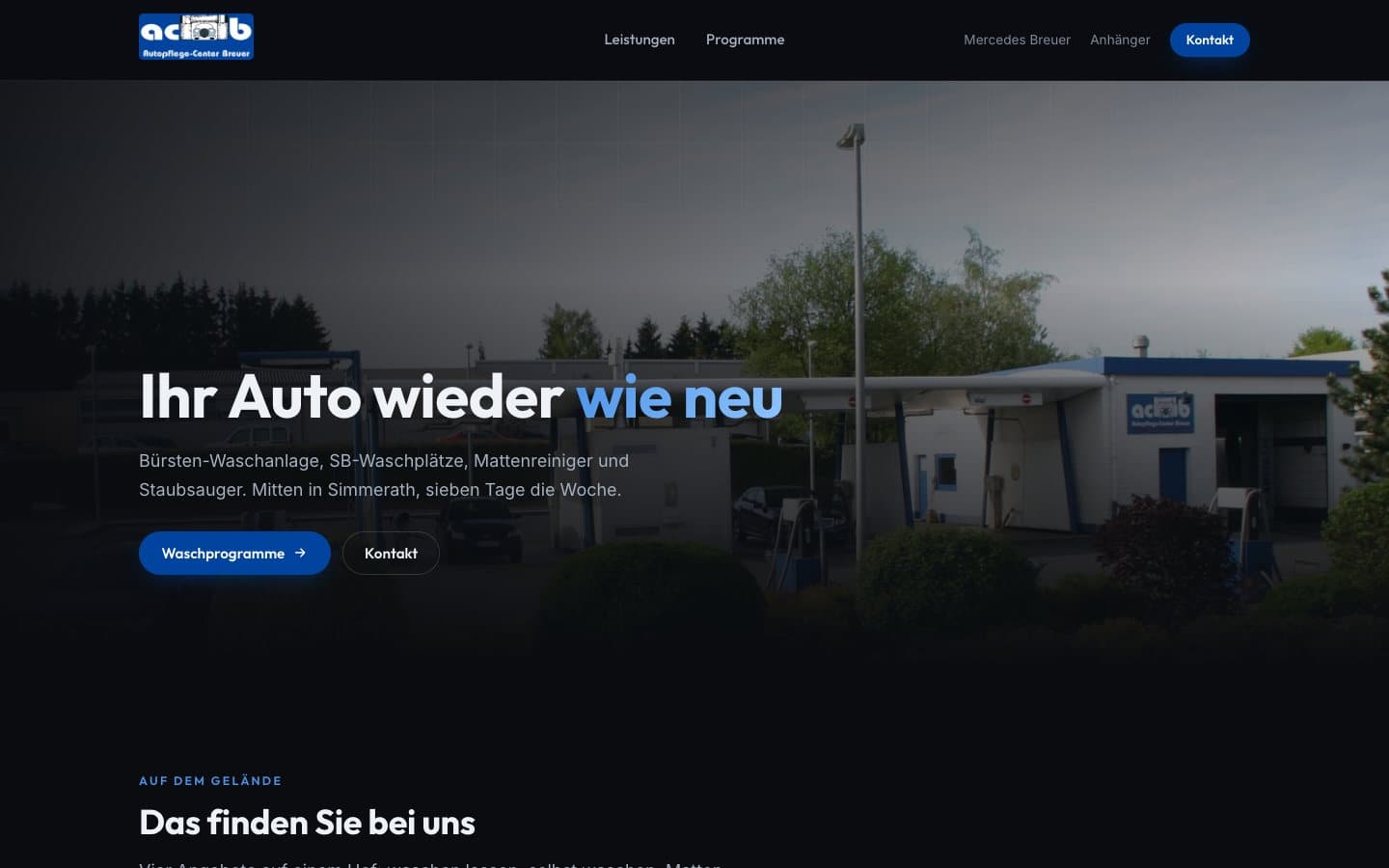 ACB Waschanlage, desktop view