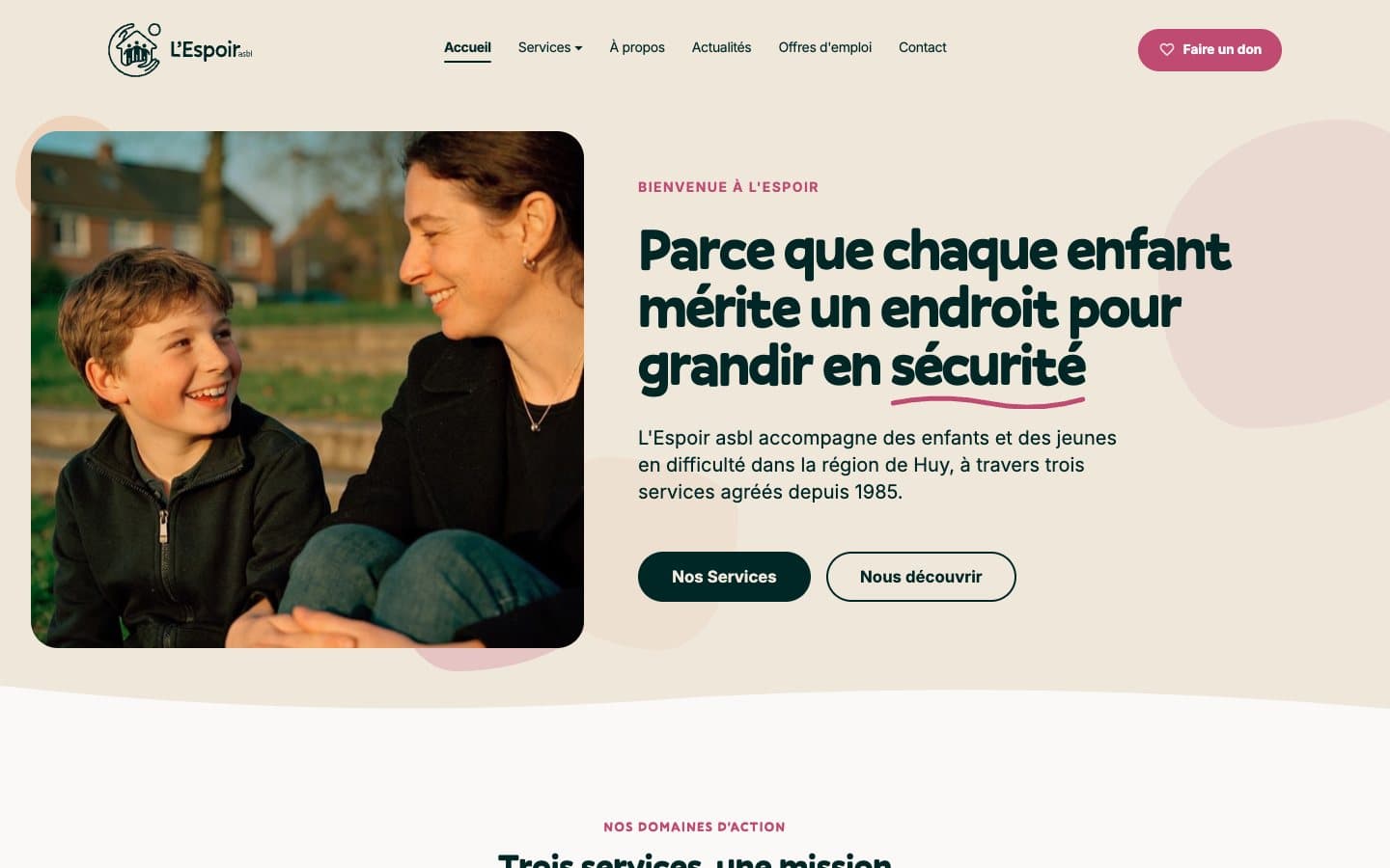 L'Espoir, desktop view