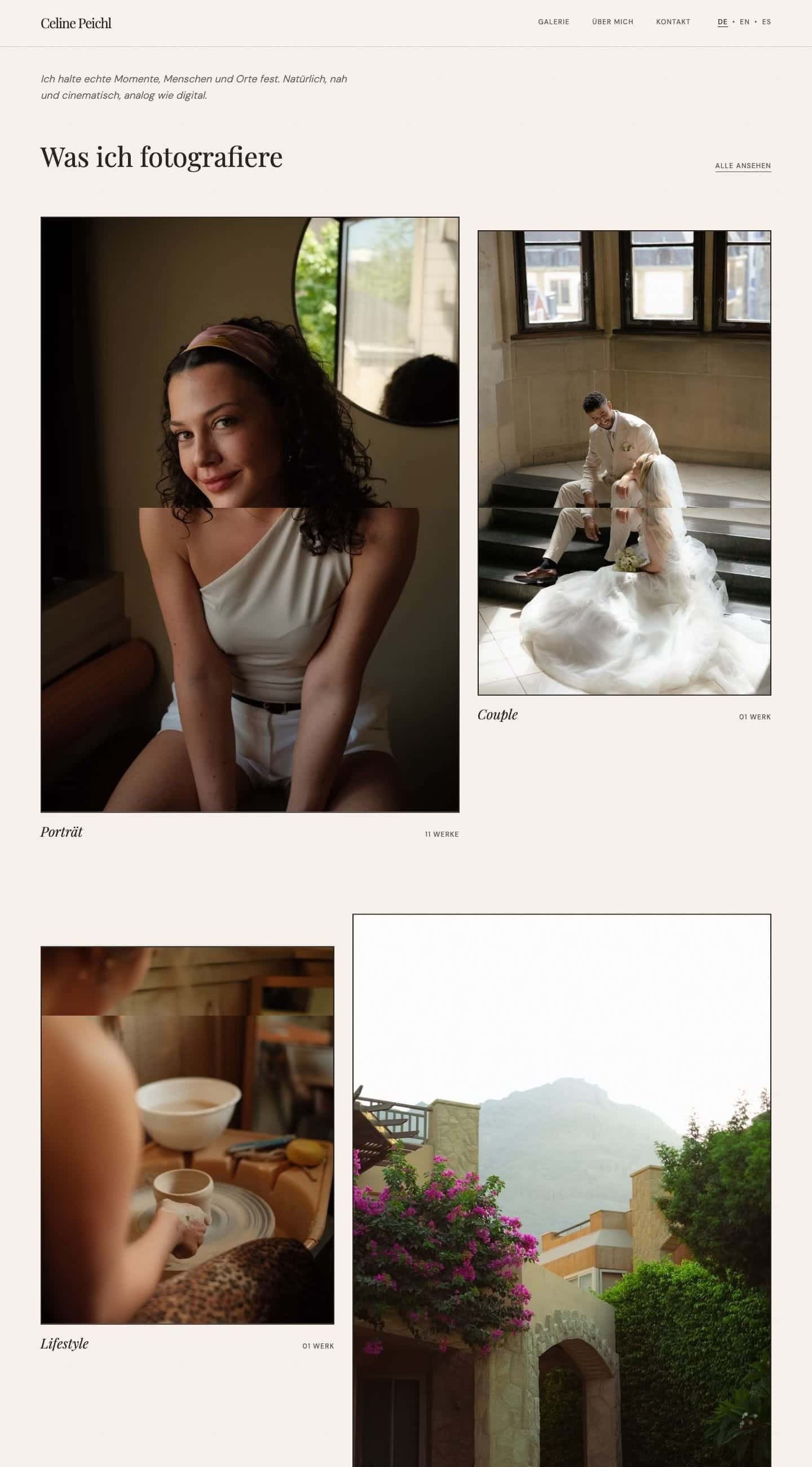 Celine Peichl, the top of the site on desktop