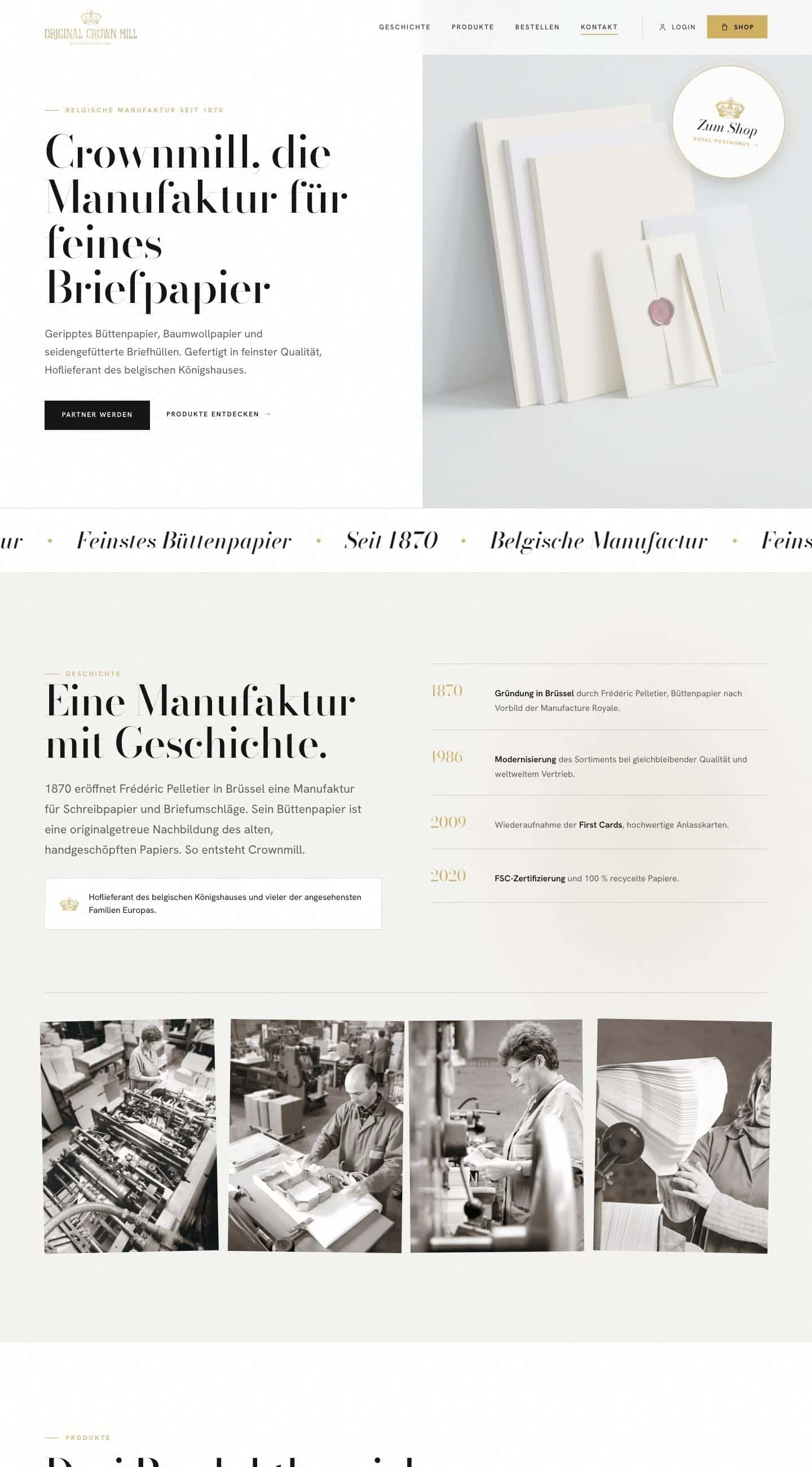 Crownmill, the top of the site on desktop