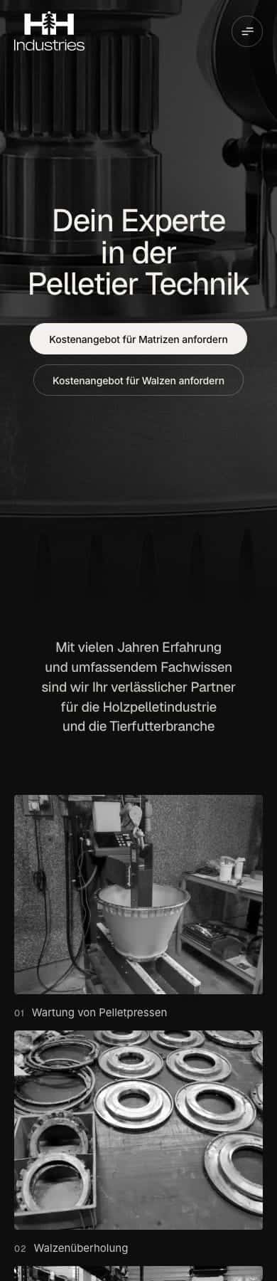 Henkes Industries, le début du site sur téléphone