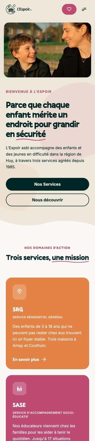 L'Espoir, le début du site sur téléphone